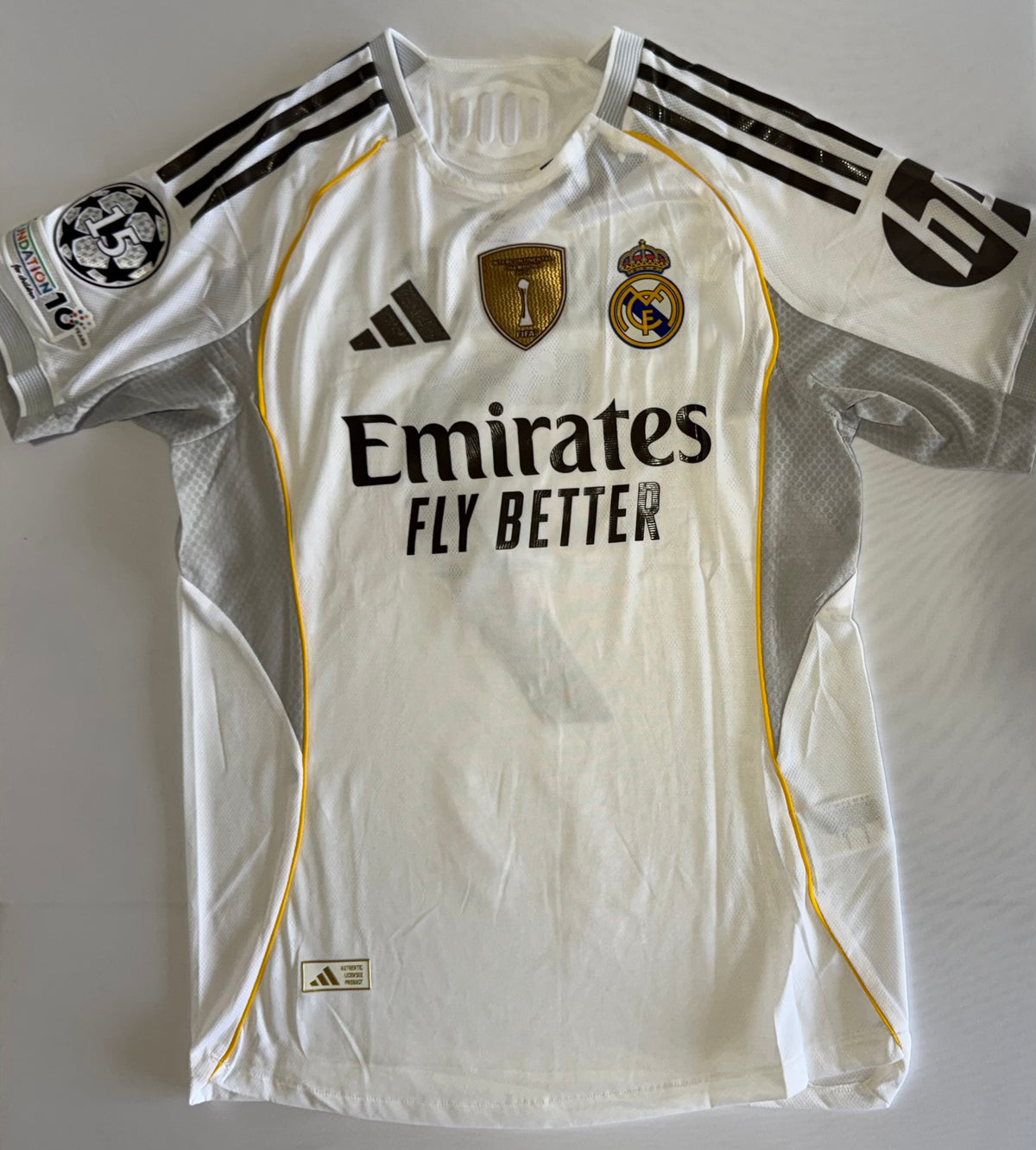 Real Madrid 25/26 Home jersey player issue, With champions league patch