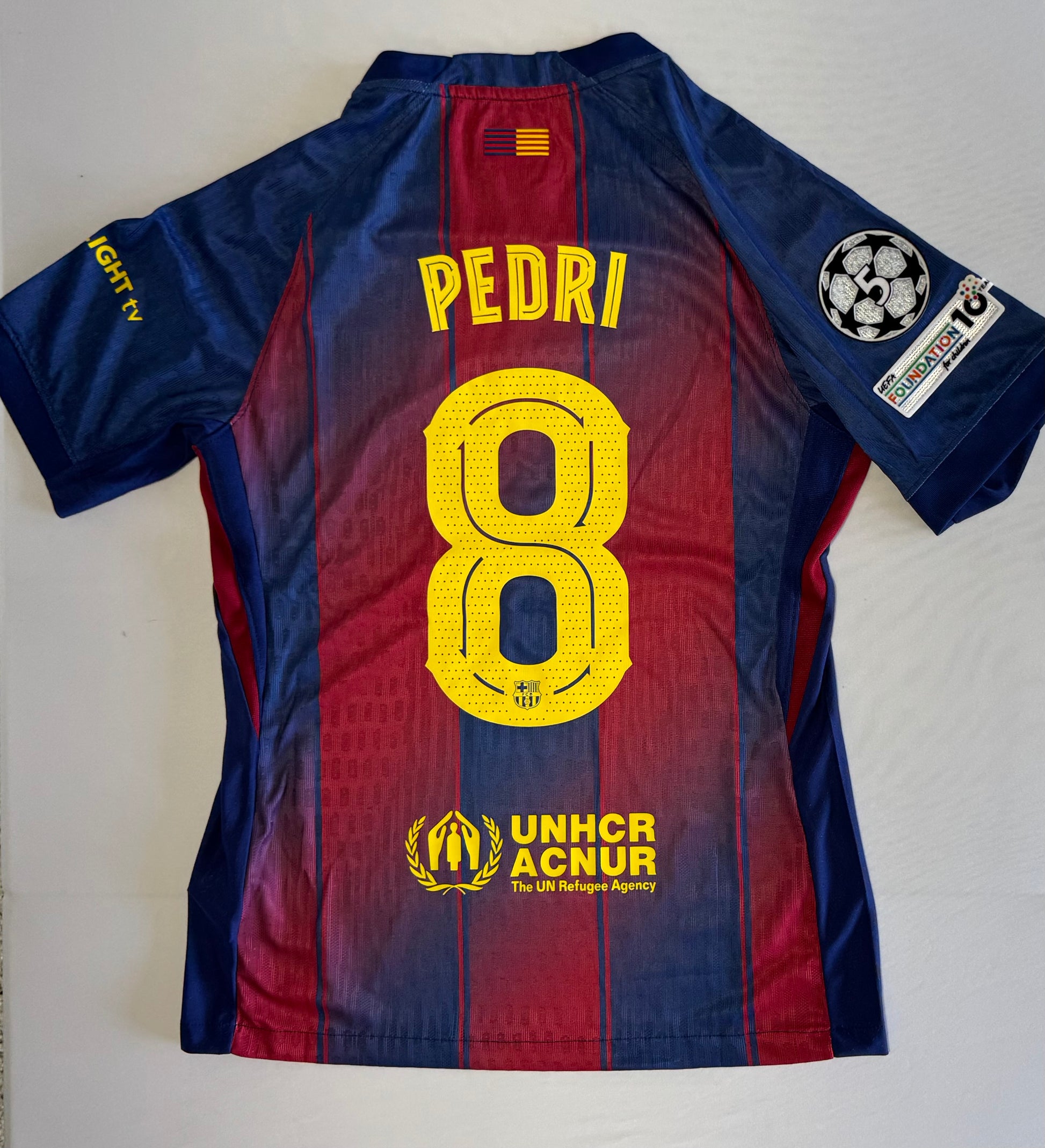 Fc Barcelona 25/26 home player issue jersey, With champions league patches