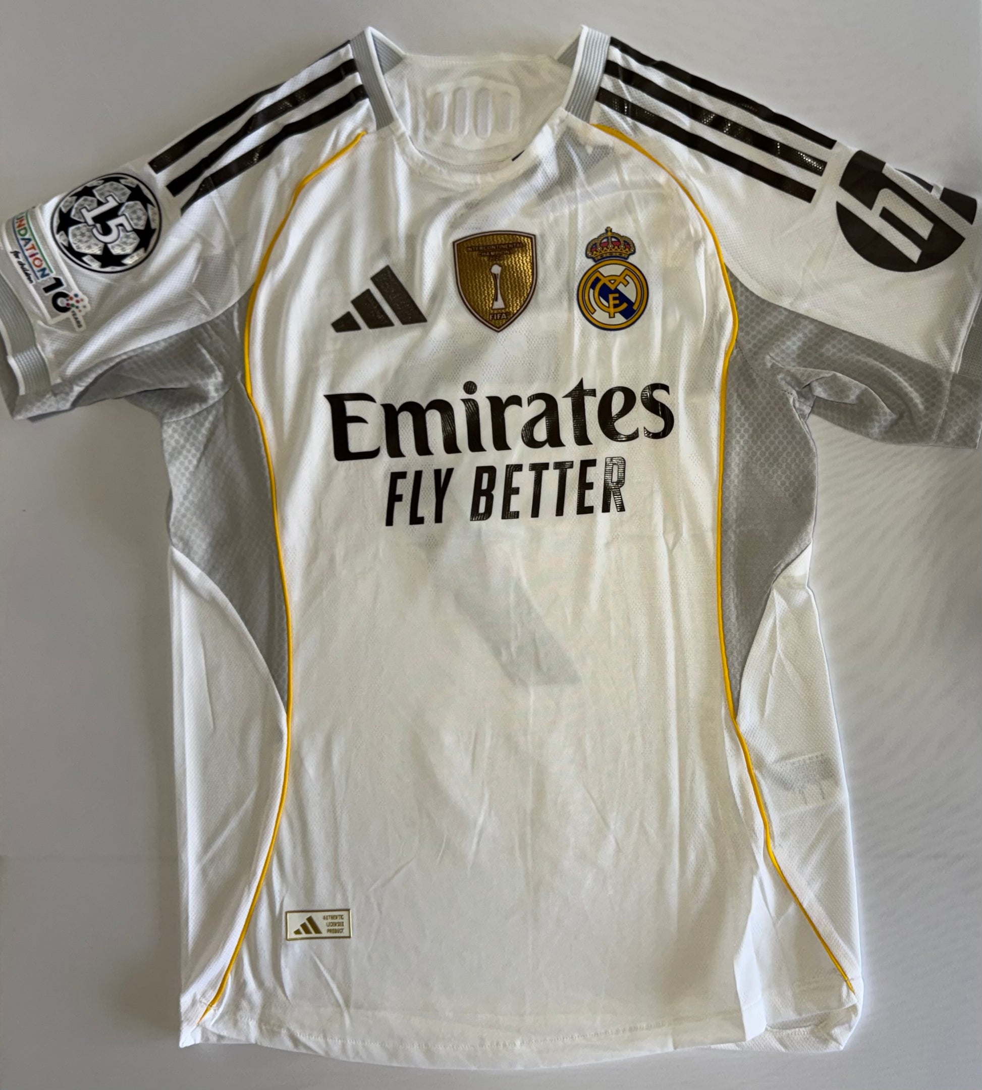 Real Madrid 25/26 Home jersey player issue, With champions league patch