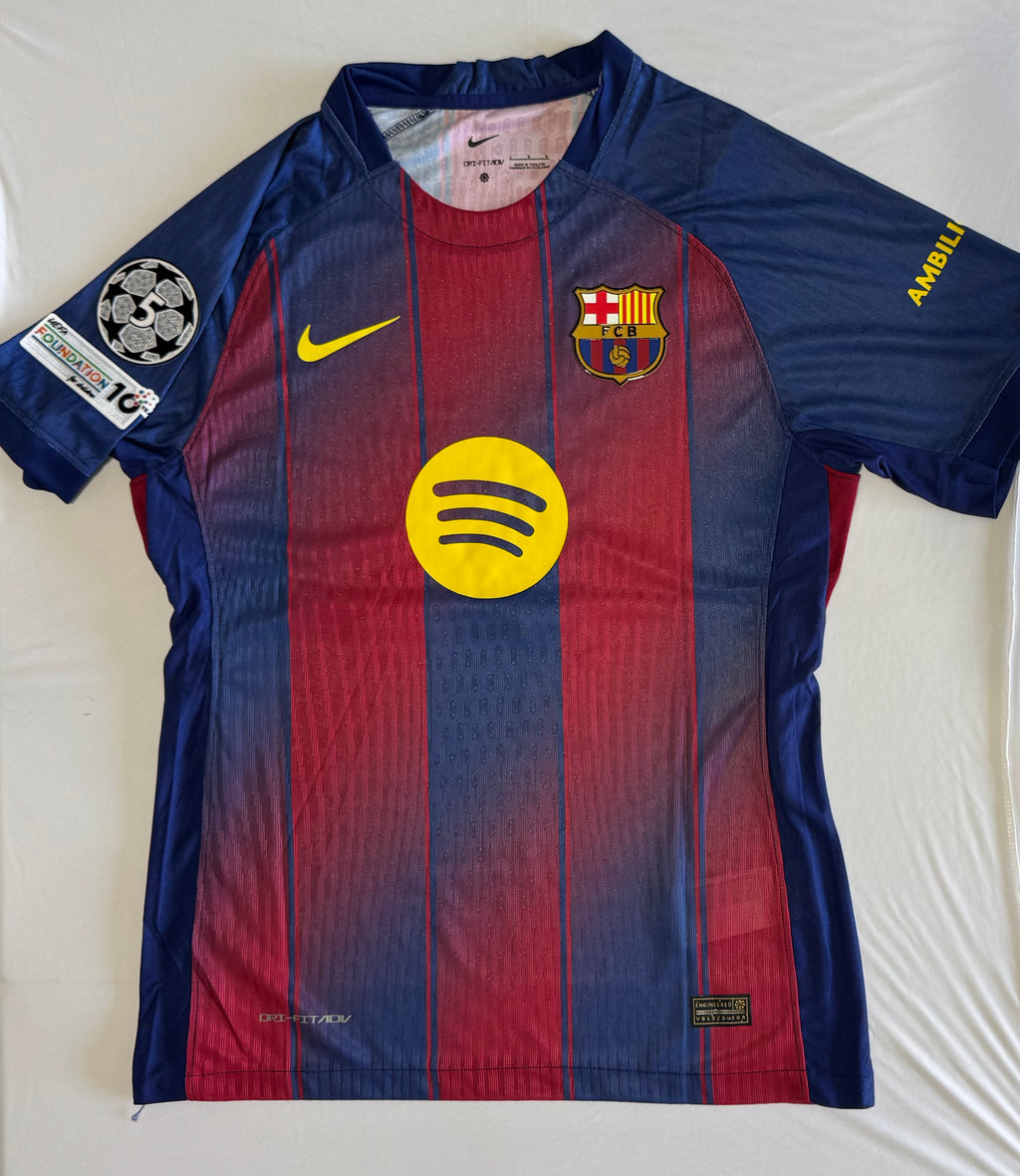Fc Barcelona 25/26 home player issue jersey, With champions league patches