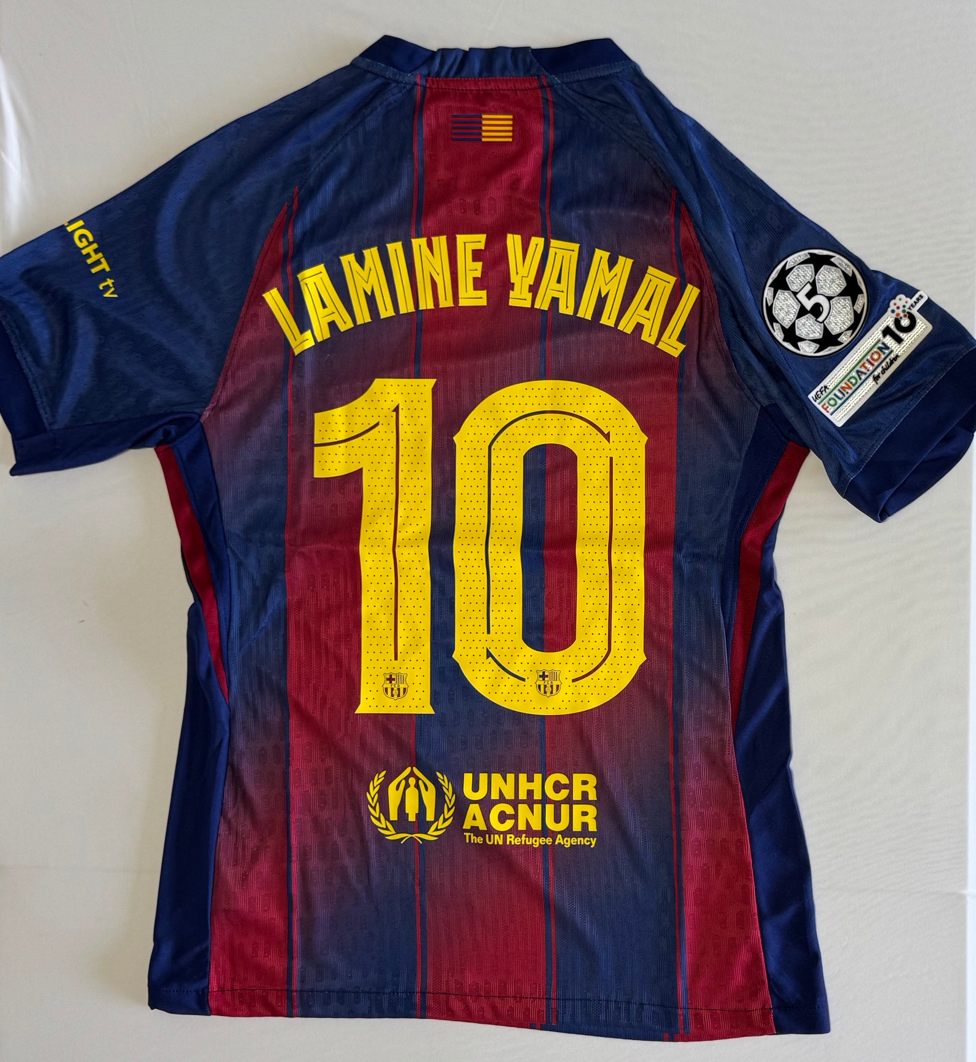 Fc Barcelona 25/26 home player issue jersey, With champions league patches